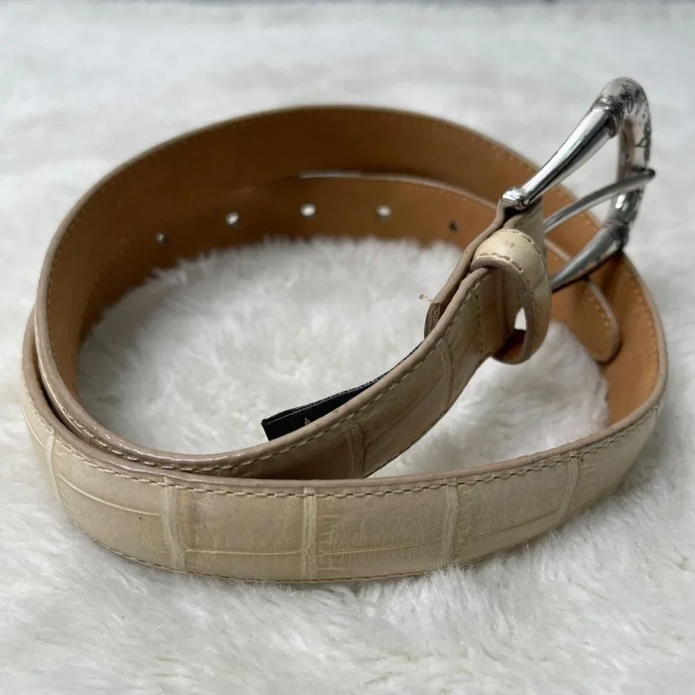 Brighton Women's Cream Crocodile Leather Belt Size Medium